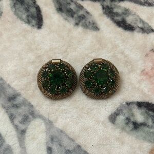 Vintage Green Clip-On Earrings